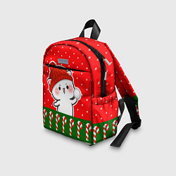 Детский рюкзак Белый котик - играет в снежки, цвет: 3D-принт — фото 2