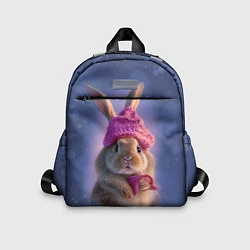 Детский рюкзак Ушастик в вязаной шапочке, цвет: 3D-принт