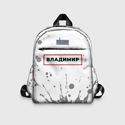 Детский рюкзак Владимир - в красной рамке на светлом, цвет: 3D-принт