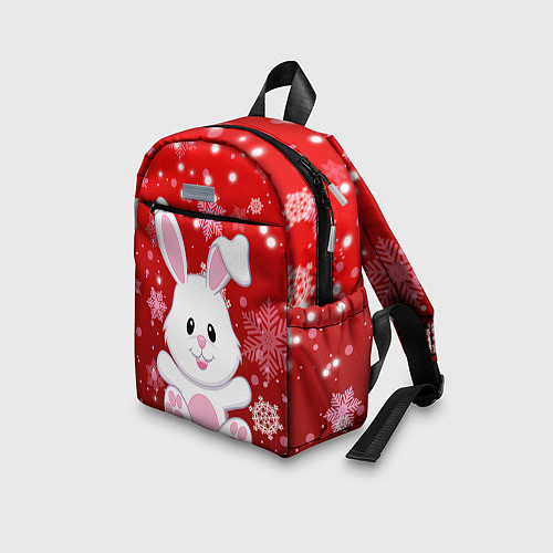 Детский рюкзак Весёлый кролик в снежинках / 3D-принт – фото 3
