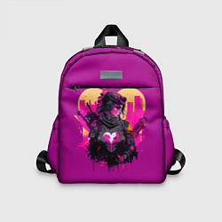 Детский рюкзак Девушка на фоне сердца, неоновый стиль, цвет: 3D-принт