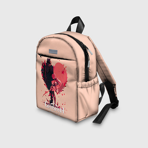 Детский рюкзак Геншин Импакт, героиня на фоне сердца / 3D-принт – фото 3