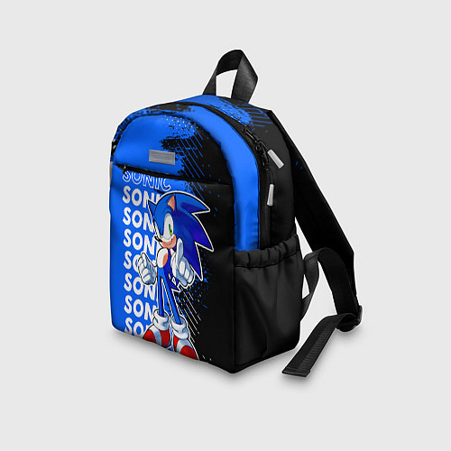 Детский рюкзак Соник на синем фоне / 3D-принт – фото 3