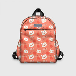 Детский рюкзак Паттерн кот на персиковом фоне, цвет: 3D-принт