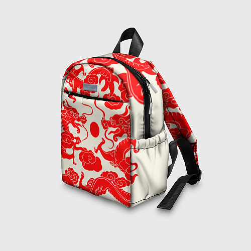 Детский рюкзак Японские красные драконы / 3D-принт – фото 3