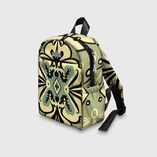 Детский рюкзак Цветок с глазками в узоре на болотном фоне / 3D-принт – фото 3