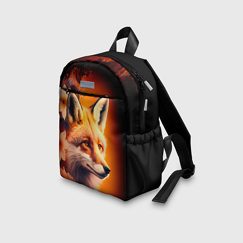 Детский рюкзак Огненно рыжая лиса в цветах / 3D-принт – фото 3