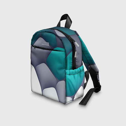 Детский рюкзак Серо-бело-синий каменный паттерн / 3D-принт – фото 3