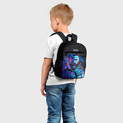 Детский рюкзак Неоновый воин в стиле киберпанк, цвет: 3D-принт — фото 2