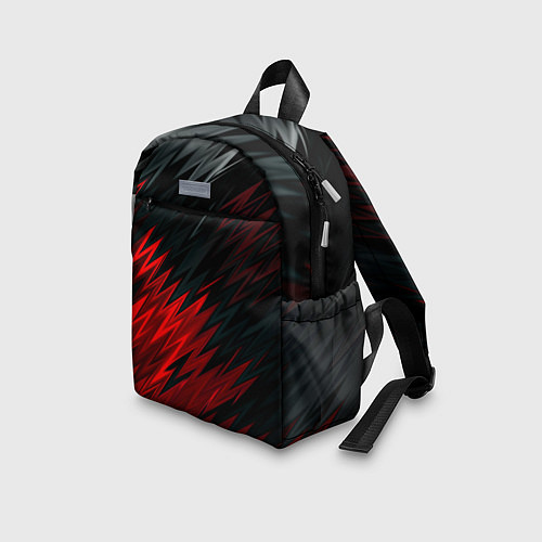 Детский рюкзак Черно-Красная штриховка / 3D-принт – фото 3