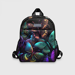 Детский рюкзак Разные неоновые бабочки, цвет: 3D-принт