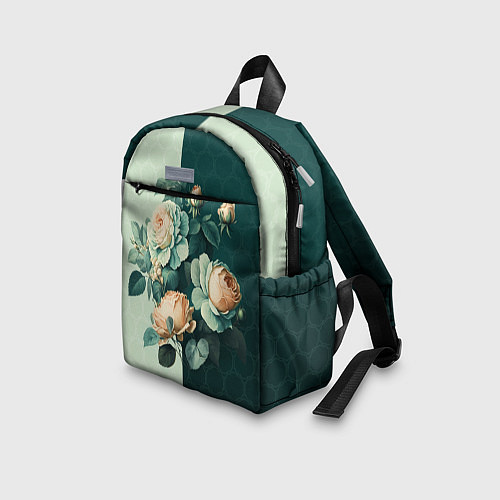 Детский рюкзак Розы на зеленом фоне / 3D-принт – фото 3