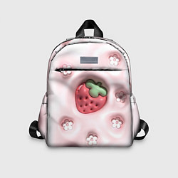 Детский рюкзак Объемная вдавленная клубника и цветочки, цвет: 3D-принт