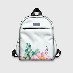 Детский рюкзак Цветы нарисованные акварелью - снизу, цвет: 3D-принт