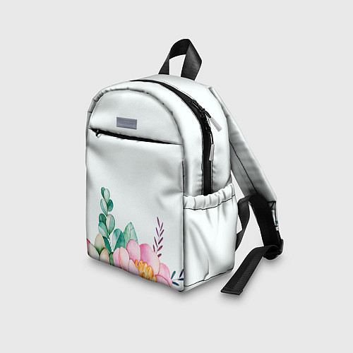 Детский рюкзак Цветы нарисованные акварелью - снизу / 3D-принт – фото 3