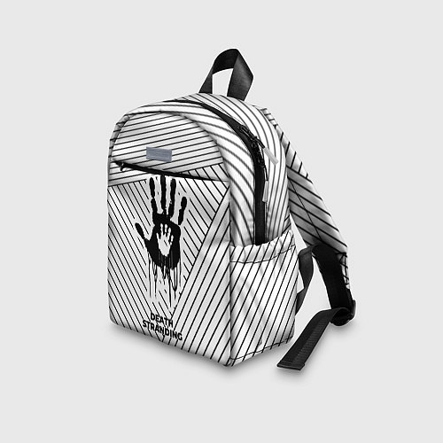 Детский рюкзак Символ Death Stranding на светлом фоне с полосами / 3D-принт – фото 3