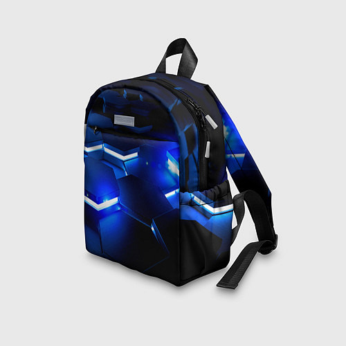 Детский рюкзак Металлические соты с синей подсветкой / 3D-принт – фото 3