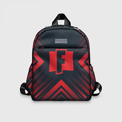 Детский рюкзак Красный символ Fortnite на темном фоне со стрелкам, цвет: 3D-принт