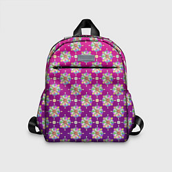 Детский рюкзак Абстрактные разноцветные узоры на пурпурно-фиолето, цвет: 3D-принт