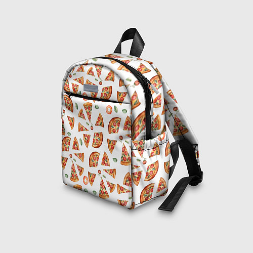 Детский рюкзак Кусочки пиццы - паттерн на белом / 3D-принт – фото 3