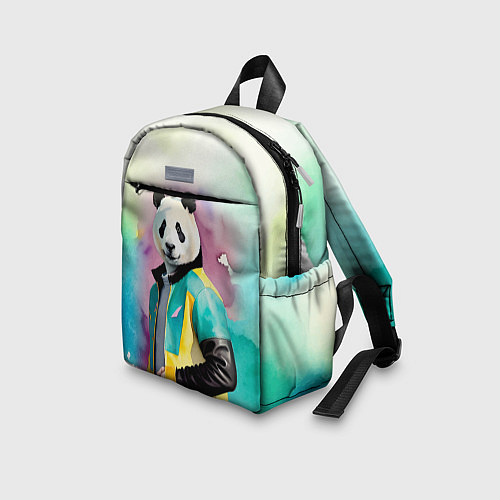 Детский рюкзак Прикольный панда в модной куртке / 3D-принт – фото 3