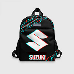 Детский рюкзак Значок Suzuki в стиле glitch на темном фоне, цвет: 3D-принт