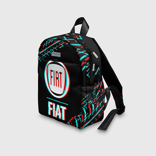 Детский рюкзак Значок Fiat в стиле glitch на темном фоне / 3D-принт – фото 3