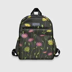 Детский рюкзак Полевые цветочки на темном фоне, цвет: 3D-принт