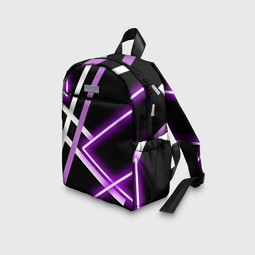 Детский рюкзак Фиолетовые полоски с неоном / 3D-принт – фото 3
