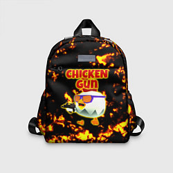 Детский рюкзак Chicken Gun на фоне огня, цвет: 3D-принт