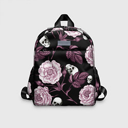 Детский рюкзак Розовые цветы с черепами, цвет: 3D-принт