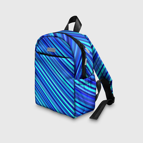 Детский рюкзак Сине голубые узорчатые полосы / 3D-принт – фото 3