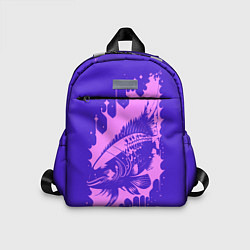 Детский рюкзак Абстрактная розовая рыба и чернильные пятна, цвет: 3D-принт
