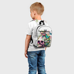 Детский рюкзак Красивый череп с листьями и бабочками, цвет: 3D-принт — фото 2