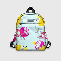 Детский рюкзак Желтые и розовые фрукты с листиками, цвет: 3D-принт
