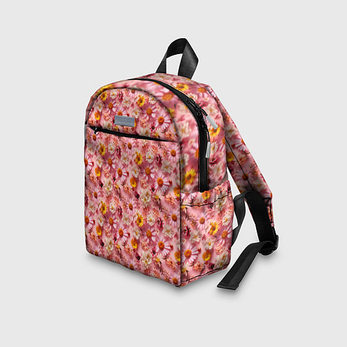 Детский рюкзак Желтые белые и розовые цветы / 3D-принт – фото 3