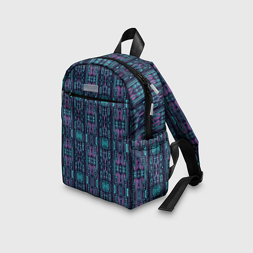 Детский рюкзак Розово-фиолетовый киберпанк / 3D-принт – фото 3
