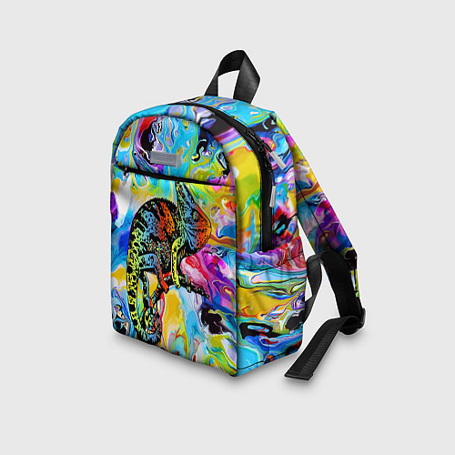 Детский рюкзак Маскировка хамелеона на фоне ярких красок / 3D-принт – фото 3