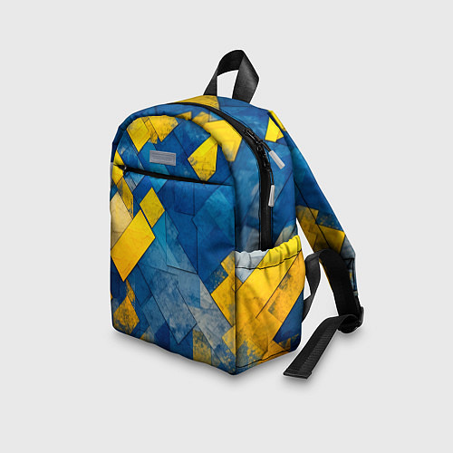 Детский рюкзак Синяя и жёлтая геометрия / 3D-принт – фото 3