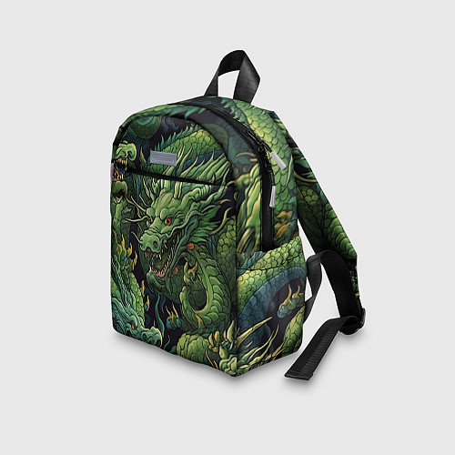 Детский рюкзак Зеленые драконы: арт нейросети / 3D-принт – фото 3