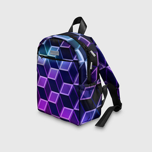 Детский рюкзак Неоновые кубы иллюзия / 3D-принт – фото 3