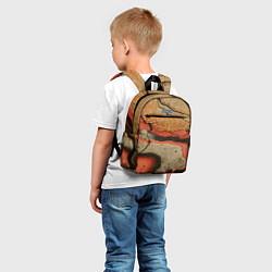 Детский рюкзак Оранжевые и бежевые потоки красок, цвет: 3D-принт — фото 2