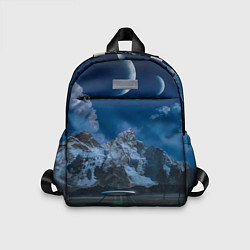 Детский рюкзак Ночные горы в природе и небо с нло, цвет: 3D-принт