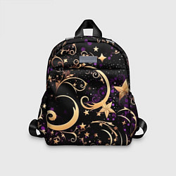 Детский рюкзак Чёрный паттерн со звёздами и лунами, цвет: 3D-принт
