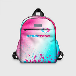 Детский рюкзак SsangYong neon gradient style: символ сверху, цвет: 3D-принт