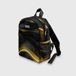 Детский рюкзак Золотые волны на черном фоне, цвет: 3D-принт — фото 2