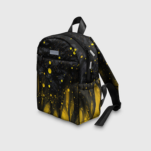 Детский рюкзак Желтые брызги на черном фоне / 3D-принт – фото 3