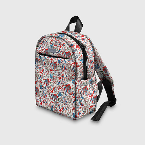 Детский рюкзак Белые синие красные узоры / 3D-принт – фото 3