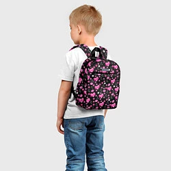Детский рюкзак Черный фон, барби и цветы, цвет: 3D-принт — фото 2