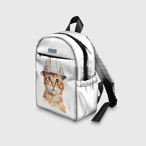 Детский рюкзак Акварельный кот-строитель / 3D-принт – фото 3